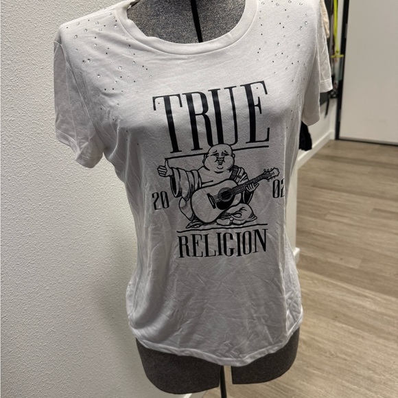 True Religion White Buddha Graphic Tee from 2002 with bedazzled detail - Picture 1 of 5